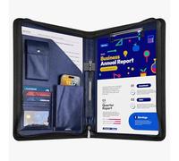 NEWYES Zipper PU Leather Conference Folder, A4, Gift Men & Women Gift, Travel Document Folder, Travel Wallet Wallet, Personal Organizer Folder Agend, Blue