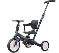 newyoo Trike for 1-3 Year Old, Baby Trike with Parent Handle, Toddler Bike, Birthday Gift & Ride-On Toy for Boy & Girl, Baby Balance Bike, 5 in 1 Kids Tricycle, TR007, Dark Grey