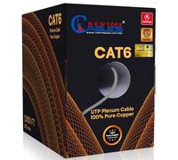 NewYork Cables | CAT6 Plenum Cable 1000ft Grey UL & ETL Listed CMP 100% Pure Copper, UTP, 550MHz, 23AWG, 4Pair, 10GB Ethernet Cable | Most Certified Plenum-Rated Fire-Resistant Bulk Cat 6 Cable