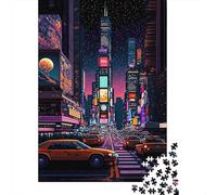 NewYorkTimesSquare Jigsaw Puzzles 1000Pc Recycled Paper NeonCityArtPuzzle for Adults Jigsaw Puzzle Impossible Hard Difficult Family Game Fun Present & Activity 38x26cm/1000pcs