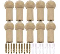 NewZC 12Pcs Natural Round Wood Wall Hooks Wooden Peg Hanger with Screw Wall Mounted Coat Rack Decorative Single Hook for Bathroom Bedroom Hanging Hat Scarf Clothes Towel Robe - Maximum Load 7kg