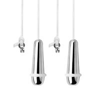 NewZC 2 Pcs Bathroom Light Pull Teardrop Weighted Pull Cord Handle Rubber with 150 cm Long Nylon Pull Cord String Extension Connector for Bedroom Lamp Shower Toilet Ceiling Light Fan - Silver Chrome