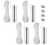 NewZC 4 Pcs Cylindrical Bathroom Light Pull Cord Handle Chrome Pull Cord Weight Handle with 150cm Long Nylon Pull Cord String Extension Connector for Bedroom Toilet Ceiling Light Fan Blind - Silver