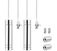 NewZC Bathroom Light Pull Handle 2 Pcs Cylindrical Chrome Pull Cord Weight Handle with 150cm Long Nylon Pull Cord String Extension Connector for Bedroom Toilet Ceiling Light Fan Blind - Silver