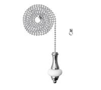 NewZC Chrome Light Pull Chain Extension with 100cm Ball Chain and Connector Bathroom Light Pull Cord Handle Rubber - Light Cord Pull String Ends for Bedroom Toilet Shower Blind Lamp Ceiling Fan Switch