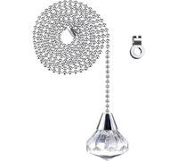 NewZC Crystal Light Pull Chain Extension with 100cm Long Ball Chain Connector - Bathroom Light Cord Pull String Ends Diamond Light Switch Pull Cord Handle for Bedroom Toilet Blind Ceiling Fan