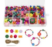 NewZC Girls Beads Bracelet Making Kit con 400 Pieces Colorful Wooden bead -11 Types Threading Bead for Children diy Bracelet Necklace Keychain Phone Charms - 5 year old Gifts for Girl Jewellery making