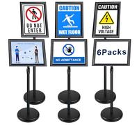 NewZeal 6 Pack A3 Display Stand Poster Holder Floor Standing Snap Frame Stand Aluminum Sign Holder, Angle & Height Adjustable Telescoping,Notice Stand for Wedding/Business Activities Display(Black)