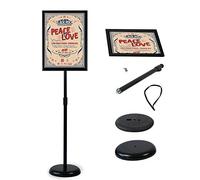 Newzealkids A3 Sign Holder Stand Display Poster Floor Standing Aluminum Snap Frame, Angle & Height Adjustable Telescoping，Notice Stand for Wedding/ Business Activities Display, Black
