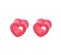 NewZenro Acrylic Hollow Heart Double Flared Ear Tunnels Plugs Gauge Expander Stretching Earrings for Women Love Piercing Body Fashion Y2K Jewerly for Her Bff (Pink, 2g(6mm))