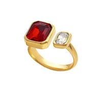 NewZenro Cubic Zirconia Rectangle Gold-Tone Statement Open Ring for Women Stainless Steel Adjustable Geometric Adjustable Band Finger Rings Comfort Fit Fashion Trendy Jewelry for Her Party, Adjustable