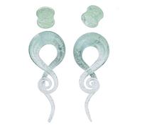 NewZenro Glow in The Dark Ear Glass Spiral Tapers Plugs Tunnels Expander Hanger Gauges Earrings Stretching Body Piercings Jewelry Set For Women Men, 2G (6mm), Glass, no gemstone