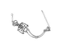 NewZenro Gothic Skull Bracelets for Women Men Vintage Punk Gothic Silver Plated Skeleton Chain Bracelet for Halloween Party Accessories Rapper Biker Adjustable