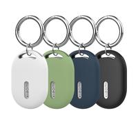 NEWZEROL 4-Pack Silicone Holder Case for Xiaomi Smart Tag with Keychain | Anti-Lost Tracker Cover, Protective Silicone Sleeve Keyring for Keys, Bags, Luggage & Pets (Black/Blue/Teal/Green)