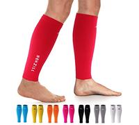NEWZILL Calf Compression Sleeve for Men & Women | Footless Compression Socks for Shin Splint Relief, Varicose Veins | Perfect Leg Sleeve for Running, Travel, Nursing, Work, Fitness (L/XL Red 1Pair)