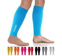 NEWZILL Calf Compression Sleeve for Men & Women | Footless Compression Socks for Shin Splint Relief, Varicose Veins | Perfect Leg Sleeve for Running, Travel, Nursing, Work, Fitness (S/M Blue 1Pair)