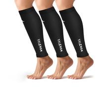 NEWZILL Calf Compression Sleeve for Men & Women | Footless Compression Socks for Shin Splint Relief, Varicose Veins | Perfect Leg Sleeve for Running, Travel, Nursing, Work, Fitness (Black 3Pairs XXL)