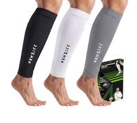 NEWZILL Calf Compression Sleeve for Men & Women | Footless Compression Socks for Shin Splint Relief, Varicose Veins | Leg Sleeve for Running, Travel, Nursing, Fitness (Black/White/Grey 3Pairs L/XL)