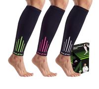 NEWZILL Calf Compression Sleeve for Men & Women | Footless Compression Socks for Shin Splint Relief, Varicose Veins | Leg Sleeve for Running, Travel, Nursing, Fitness (White/Pink/Green 3Pairs L/XL)