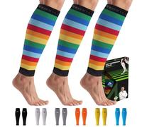 NEWZILL Calf Compression Sleeve for Men & Women | Footless Compression Socks for Shin Splint Relief, Varicose Veins | Leg Sleeve for Running, Travel, Nursing, Work, Fitness (Rainbow 3Pairs S/M)