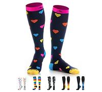 NEWZILL Medical Compression Socks for Women & Men Circulation 20-30 mmHg, Best for Running Athletic Hiking Travel Flight Nurses (Heart, XXL)