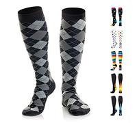 NEWZILL Medical Compression Socks for Women & Men Circulation 20-30 mmHg, Best for Running Athletic Hiking Travel Flight Nurses (Black Gray Argyle, L/XL)