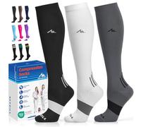 NEWZILL Medical Compression Socks for Women & Men Circulation 20-30 mmHg, Best for Running Athletic Hiking Travel Flight Nurses (3-Pairs, Black/White/Gray, L/XL)