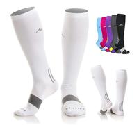 NEWZILL Medical Compression Socks for Women & Men Circulation 20-30 mmHg, Best for Running Athletic Hiking Travel Flight Nurses, White, X-Small
