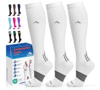 NEWZILL Medical Compression Socks for Women & Men Circulation 20-30 mmHg, Best for Running Athletic Hiking Travel Flight Nurses (3-Pairs, White, XXL)