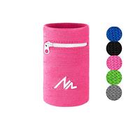NEWZILL Wrist Wallet (Wristband) with Zipper - FOR Running, Walking, Basketball, Tennis, Hiking, Cross-Fit and more (Pink-L)