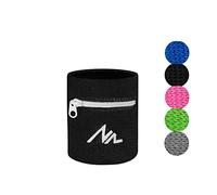 NEWZILL Wrist Wallet (Wristband) with Zipper - FOR Running, Walking, Basketball, Tennis, Hiking, Cross-Fit and more (Black/White-S)