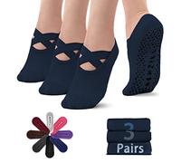 NEWZILL Yoga Socks for Women Non-Slip Grips & Straps, Ideal for Pilates, Pure Barre, Ballet, Dance, Barefoot Workout - Blue - One Size