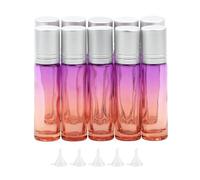 Newzoll 10Pcs Glass Rolling Bottles Set, 10ml (1/3oz) Purple Orange Gradient Roller Bottles with Funnels Opener, Glass Rollon Bottles Vials for Essential Oil Aromatherapy Perfume Liquid Massage