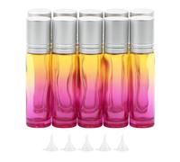 Newzoll 10Pcs Glass Rolling Bottles Set, 10ml (1/3oz) Yellow Rose Gradient Roller Bottles with Funnels Opener, Glass Roll on Bottles Vials for Essential Oil Aromatherapy Perfume Liquid Massage