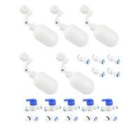 NewZoll 20Pcs Float Valve Kit, 1/4 inch Plastic Ball & Float Valve with Quick Connect, Adjustable Arm, White, Suitable for RO System & Aquarium