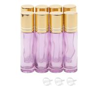 NewZoll 8Pcs Glass Roll on Bottles 10ml (1/3oz ) Pearl Purple Essential Oil Roller Bottles Vials Rolling Bottles Container for Skincare Cosmetics Aromatherapy Perfume, Gold Cap