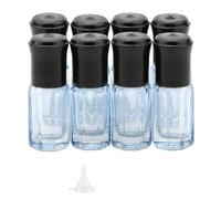 Newzoll Essential Oil Roller Bottles, 8Pcs 3ml Roll-on Bottles with Opener Funnel, Mini Glass Massage Roller Bottles Roll on Vials for Perfume Lip Balms Aromatherapy, Dark Blue