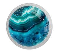NEWzone 4 Pack Drawer Knobs Blue Marble Agate Cabinet Knobs Crystal Glass Knobs Pulls Handles for Kitchen Cabinet Hardware Cupboard Door Dresser Wardrobe Home Decor