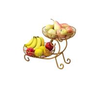 NexaGeniX Veg Basket 2 Tier Fruit Basket Bowl Light Luxury Multi-layer Plate Shelf Fruit Storage(Gold)