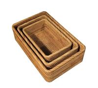 NexaGeniX Veg Basket 3 Pack Wicker Woven Fruit Basket, Rectangular Baskets Food Serving Holders for Vegetables, Home, Kitchen, Restaurant, Outdoor Fruit Storage