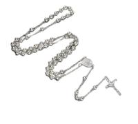 NEXAVKPR Crucifix Rosary Necklace with Linked Round-Bead | Oval Religious Centerpiece, Linked Beads Leading to the Crucifix Pendant, Traditional Rosary Form for Necklace Wear