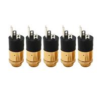 NEXAVKPR Threaded Female Socket with Retaining Mounting, 1 set of 5 | 3.5 Mm Female Connection Point, Three Separate Wiring Terminals, Metal Housing in Gold-Tone and Black Finish