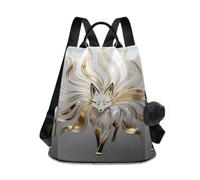 Nexawaveo Anti Theft Backpack for Women Travel Bag, Golden Fox Artwork Gray | Back Pack Fashion Rucksack for Hiking Camping Shoulder Bag