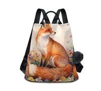 Nexawaveo Backpack Purse for Women Anti Theft Back Zipper Pocket, Fox Spring Flowers, M, Anti-theft Travel Backpack