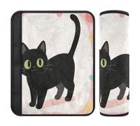 Nexawaveo Car Seat Strap Covers Retro Cat Soft Flannel Shoulder Pads