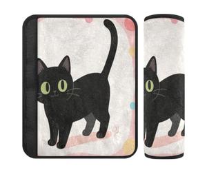 Nexawaveo Car Seat Strap Covers Retro Cat Soft Flannel Shoulder Pads