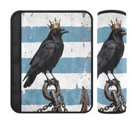 Nexawaveo Car Seat Strap Covers Vintage Raven Bluewhite Soft Flannel Shoulder Pads for Baby Car Seat Stroller Backpack