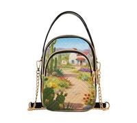 Nexawaveo Cartoon Small Crossbody Bags for Women Quilted Handbags Shoulder Purse Phone Wallet Chain Bag, Cartoon Desert House Scene