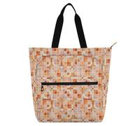 Nexawaveo Elegant Modernist Motif Waterproof Work Tote Bag 13-14 Inch Laptop Tote with Zipper Pockets, Vintage Inspired Circles, One Size