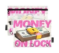 Nexawaveo Financial Security Light 2Pack Pencil Pouch Set for 3 Ring Binder Smooth Zipper with Clear PVC Window Pencil Case for School Supplies